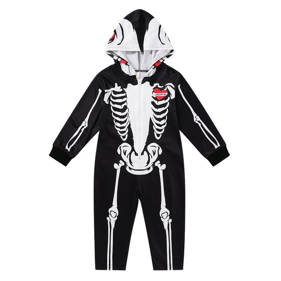 Gyratedream Infant Baby Toddlers Kids Skeleton Zip Hooded Jumpsuit Halloween Carnival Costume