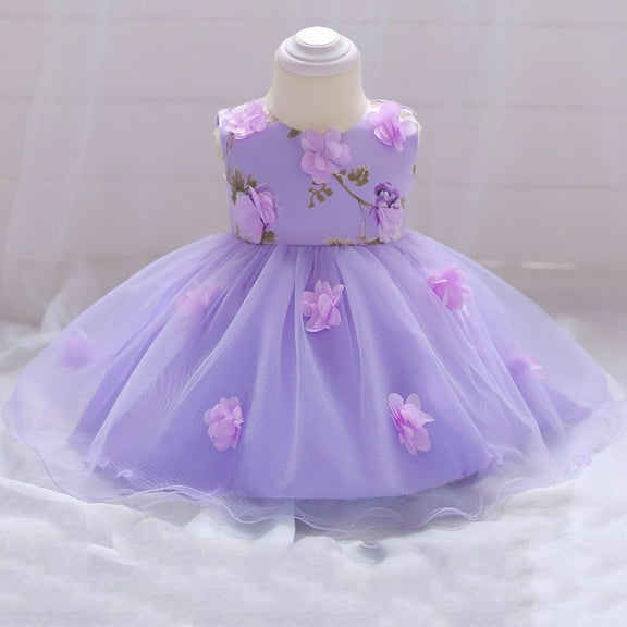 Gyratedream Infant Toddler Girls Birthday Gown Princess Dress Baby Flower Embroidery Lace Bubble Dress