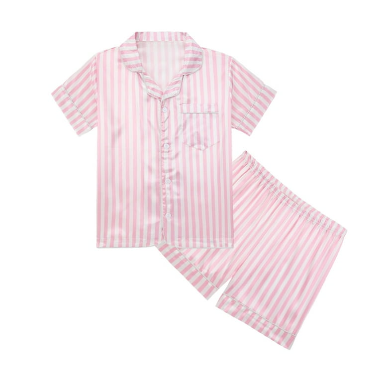 Gyratedream Kids Girls Satin Pajamas Set Silk Button-Down Pjs Sets