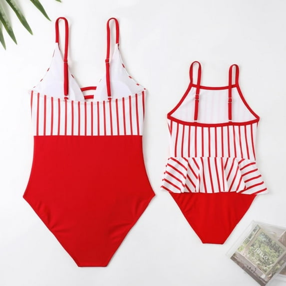 Gyratedream Mother and Me Family Swimsuits Matching Set Bathing Suit Floral Print Two Piece/One Piece Bikini Tankini Swimwear