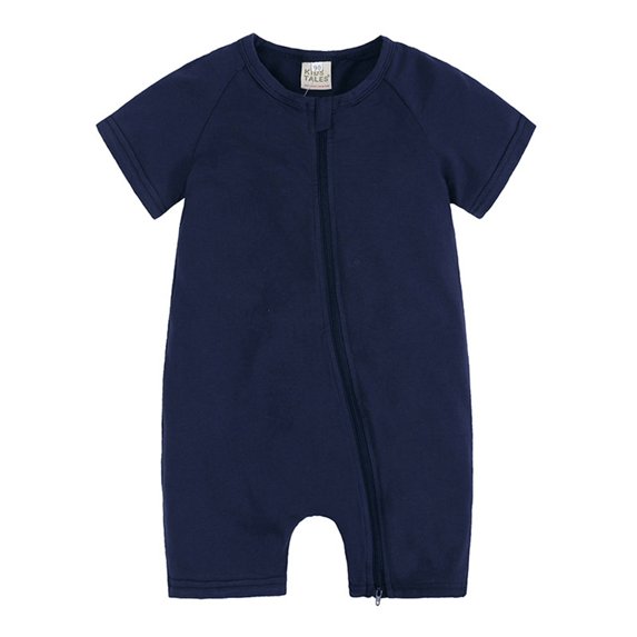 Gyratedream Newborn Baby Boy Girl Short Sleeve Rompers Bodysuit One Piece Zipper Jumpsuit Summer Outfit Clothes
