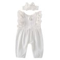 thumbnail image 1 of Gyratedream Newborn Baby Girls Cotton Lace Bow Romper Headband Outfits Set, 1 of 8