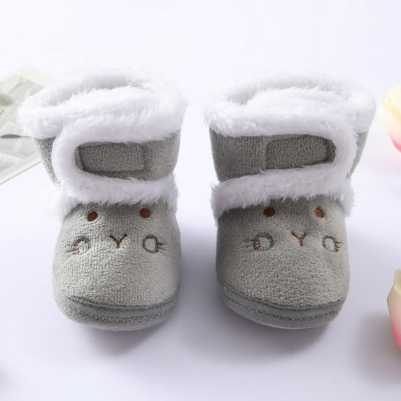 Gyratedream Newborn Toddler Warm Snow Boots Cartoon Bear Winter Shoes Baby Boys Girls Prewalker Anti-slip Shoes for 0-18M