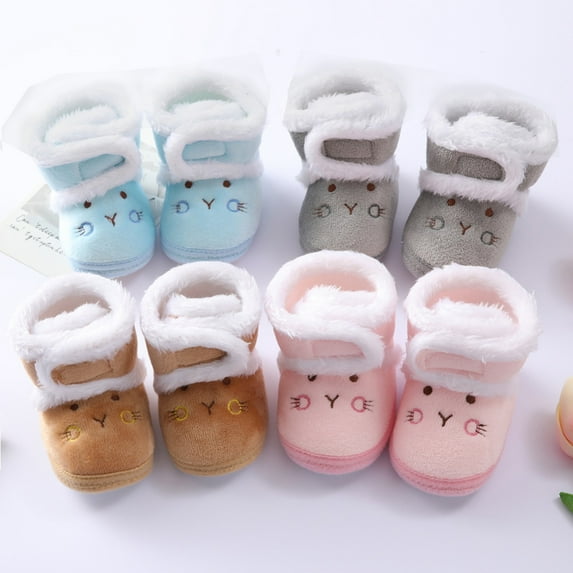 Gyratedream Newborn Toddler Warm Snow Boots Cartoon Bear Winter Shoes Baby Girls Boys Prewalker Anti-slip Shoes for 0-18M