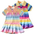thumbnail image 1 of Gyratedream Summer Toddler Kid Girls Cotton Bunny Rainbow Pincess Dresses Pleat Dress, 1 of 9