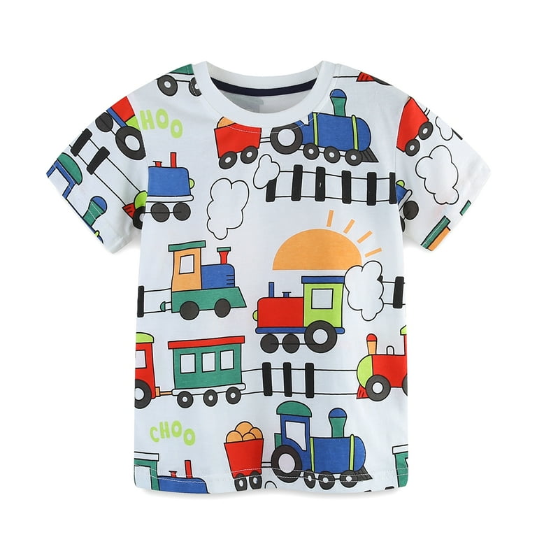 Gyratedream Toddler Baby Boy Summer Clothes Cartoon Train Print T