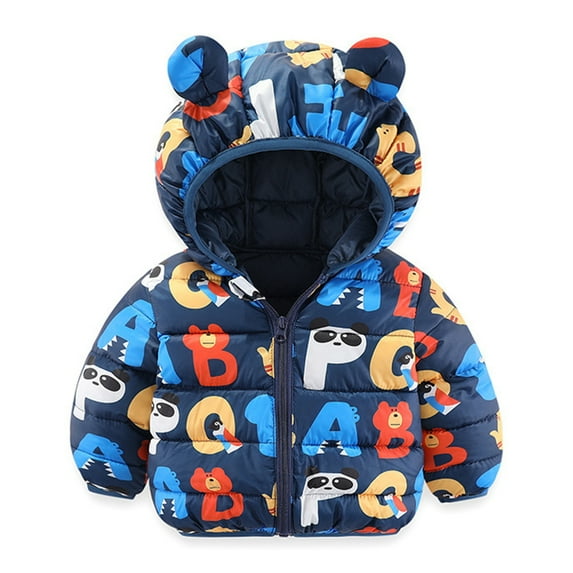 Gyratedream Toddler Baby Puffer Jacket Cute Winter Warm Coat with Bear Hoods Lightweight Jackets