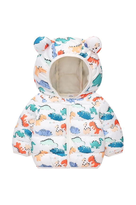 Toddler Baby Puffer Jacket Cute Winter Warm Coat with Bear Hoods Lightweight Jackets