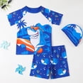 thumbnail image 1 of Gyratedream Toddler Boys 3 Pieces Swimsuit Set Dinosaur Bathing Suit Short Sleeve Rashguard with Hat UPF 50+, 1 of 7