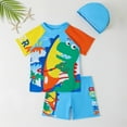 thumbnail image 1 of Gyratedream Toddler Boys 3 Pieces Swimsuit Set Dinosaur Bathing Suit Short Sleeve Rashguard with Hat UPF 50+, 1 of 1