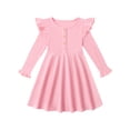 thumbnail image 1 of Gyratedream Toddler Fall Winter Long Sleeve Dress Ruffle Long Sleeve Ribbed Knit Button Down Casual Dresses 2-7 Years, 1 of 9