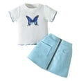 thumbnail image 1 of Gyratedream Toddler Girl Summer Skirt Outfits Two Piece Short Set T-Shirt and Skirt, 1 of 5