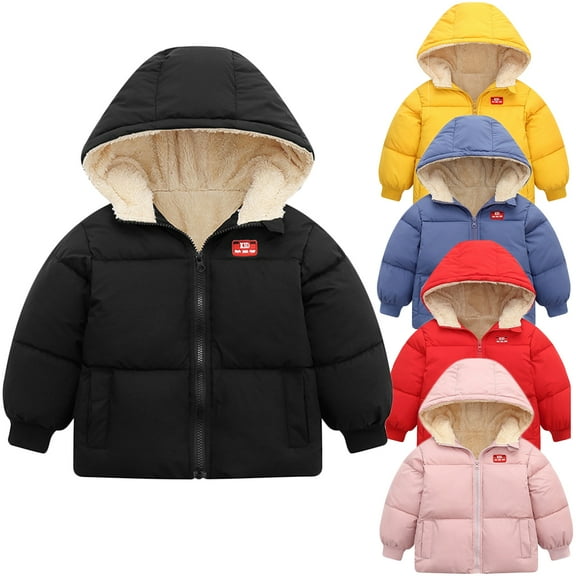 Gyratedream Toddler Kids Baby Boys Girls Candy Cotton Fleece Hooded Jacket Parka Winter Down Coat Outerwear,Size 1-6T,Black