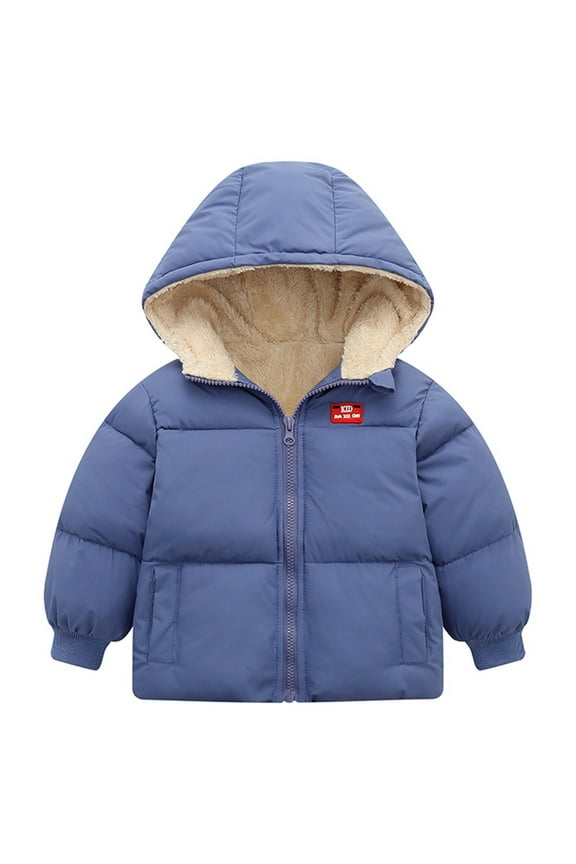 Toddler Kids Baby Boys Girls Candy Cotton Fleece Hooded Jacket Parka Winter Down Coat Outerwear,Size 1-6T,Gray Blue