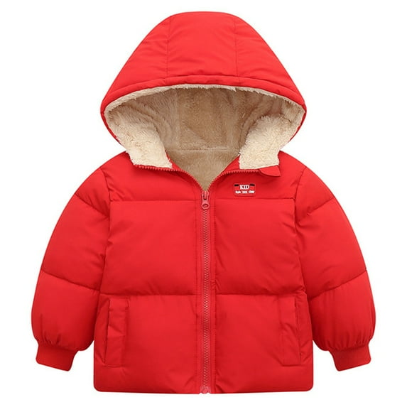 Gyratedream Toddler Kids Baby Girls Boys Candy Cotton Fleece Hooded Jacket Parka Winter Down Coat Outerwear,Size 1-6T,Red
