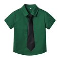 thumbnail image 1 of Gyratedream Toddler Kids Single-breasted Button down Shirt with Matching Tie Infant Basic Solid Short Sleeve Lapel Collar Shirt Baby Child Summer Casual Clothes for 3 Months-9 Years, 1 of 3