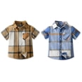 thumbnail image 1 of Gyratedream Toddler Little Boy Single-breasted Button down Shirt 2 Pieces Infant Kids Plaid Print Short Sleeve Lapel Collar Shirt Baby Child Summer Casual Clothes for 3 Months-8 Years, 1 of 5