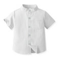 thumbnail image 1 of Gyratedream Toddler Little Boy Single-breasted Button down Shirt Infant Kids Basic Solid Short Sleeve Stand Collar Shirt Baby Child Summer Casual Clothes for 3 Months-8 Years, 1 of 3