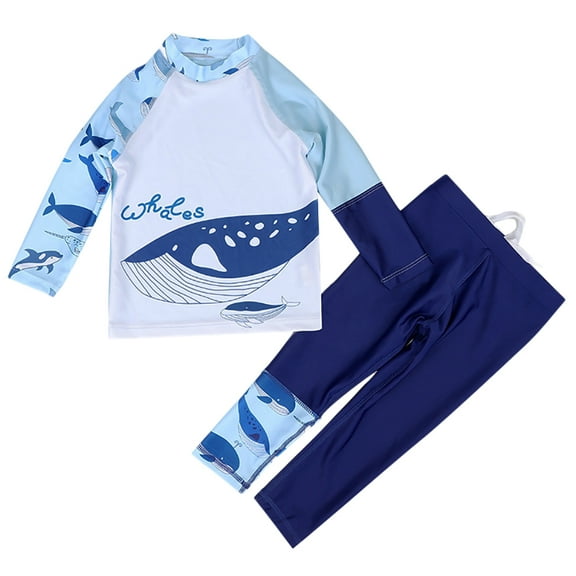 Gyratedream Toddler & Little Boys Long Sleeve Whale Rashguard Two Piece Swimsuits