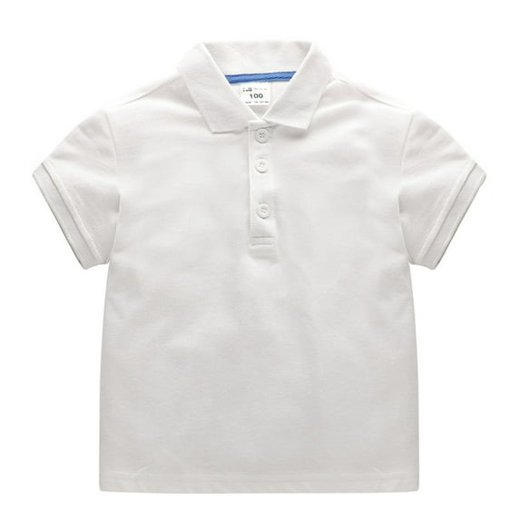 Gyratedream Unisex Kids Baby Button down Cotton Shirt Solid Color Short Sleeve Lapel Collar Lightweight Breathable T-shirt Toddler Child Summer Casual Clothes for 13 Months-7 Years