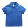 thumbnail image 1 of Gyratedream Unisex Kids Baby Button down Cotton Shirt Solid Color Short Sleeve Lapel Collar Lightweight Breathable T-shirt Toddler Child Summer Casual Clothes for 13 Months-7 Years, 1 of 6