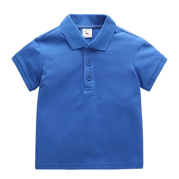Gyratedream Unisex Kids Baby Button down Cotton Shirt Solid Color Short Sleeve Lapel Collar Lightweight Breathable T-shirt Toddler Child Summer Casual Clothes for 13 Months-7 Years