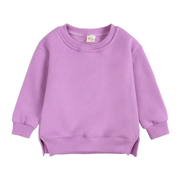 Gyratedream Unisex Kids Children Crew Neck Long Sleeve Pullover Tops Solid Colou Padded Warm Sweater 1-7T