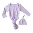 thumbnail image 1 of Gyratedream Unisex Newborn Baby Knotted Gown Long Sleeve Nightgown with Hat Set Infant Long Sleeve Sleeper with Tie Bottom, 1 of 5