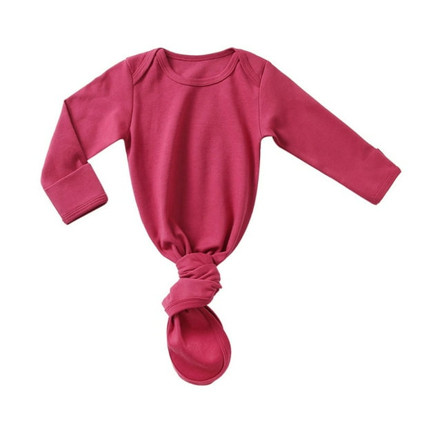 Gyratedream Unisex Newborn Baby Knotted Gown Long Sleeve Nightgown with Hat Set Infant Long Sleeve Sleeper with Tie Bottom