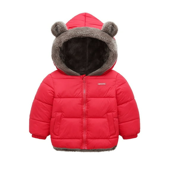 Gyratedream Winter Warm Bear Ear Thicken Lambs Down Hooded Coat Jacket Outwear for Toddler,Little Girls Boys