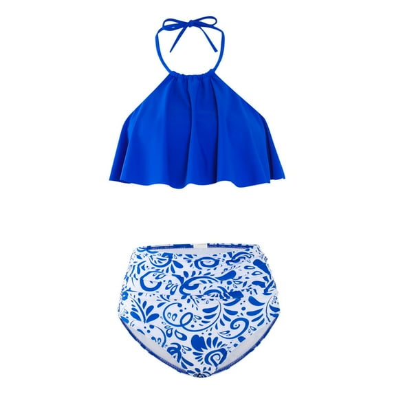 Gyratedream Women Bikini Two Piece Sets Adult Print Halter Suspender Swimwear Bikini Triangle Bathing Suit Family Swimsuits Matching Set for 2 Years-X-Large