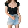 thumbnail image 1 of Gyratedream Womens Short Sleeve Solid color Square Neck T Shirts Tops Tees, 1 of 7