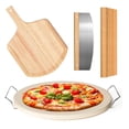 thumbnail image 1 of Gyreuni Pizza Stone Set,13" Pizza Stone for Oven with Steel Scraper& Metal Rack/Handle & Pizza Peel(OAK),& 10pcs Cooking Paper,for Home Cooking Pizza or Bread, 1 of 9