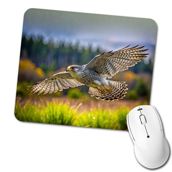 Gyrfalcon Raptor in Flight Mouse Pad Low Profile Gaming Mat