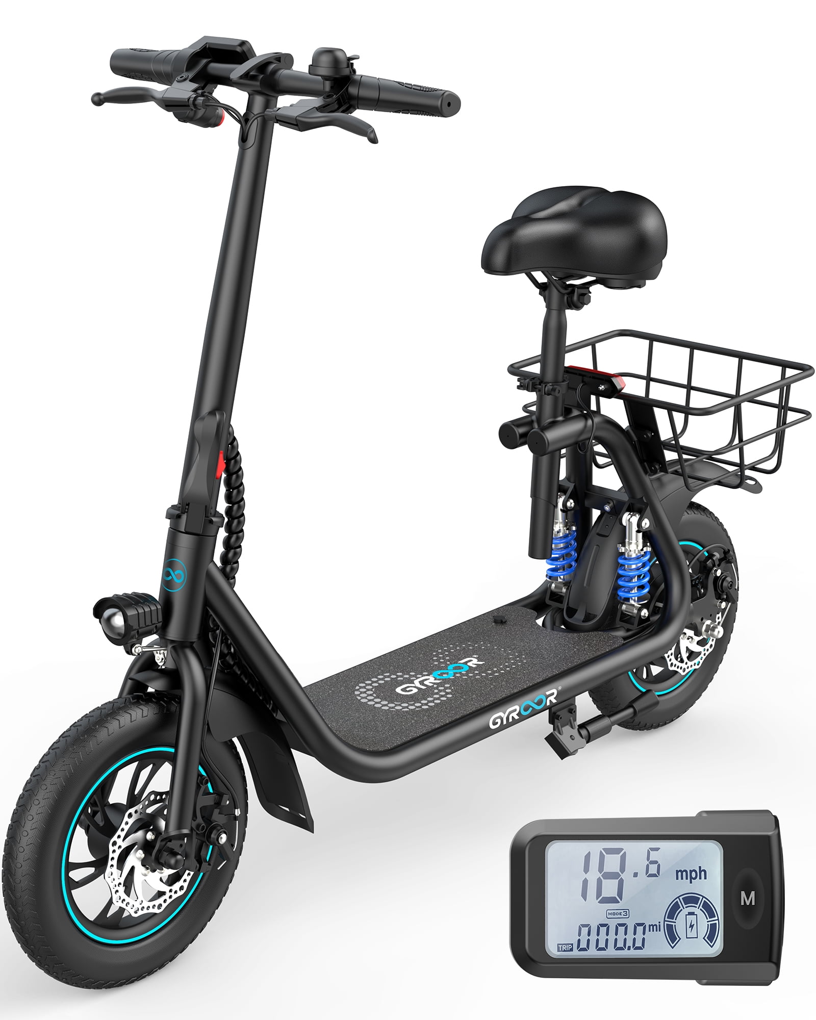Gyroor C1 PRO 450W Adult Electric Scooter, 25 Miles at 18.6MPH