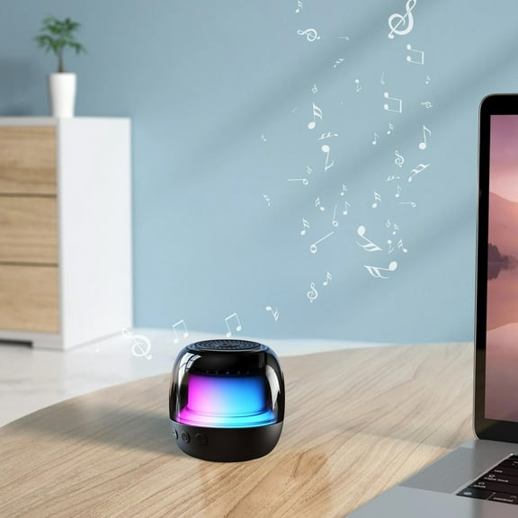 Gyroscope RGB Bluetooth Speaker, Portable Subwoofer, 1000mAh Battery, Ambient Light Sync, Outdoor Bass Boost, 5.3 Wireless Connectivity, Water-Resistant, Camping/Travel