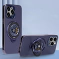 thumbnail image 1 of Gyroscope Ring Magnetic Bracket Rotating Case for iPhone 11 Pro Max, Electroplated Matte Shockproof Glass Lens Protector Anti-fingerprint 2 In 1 Phone Cover for iPhone 11 Pro Max, Darkpurple, 1 of 14