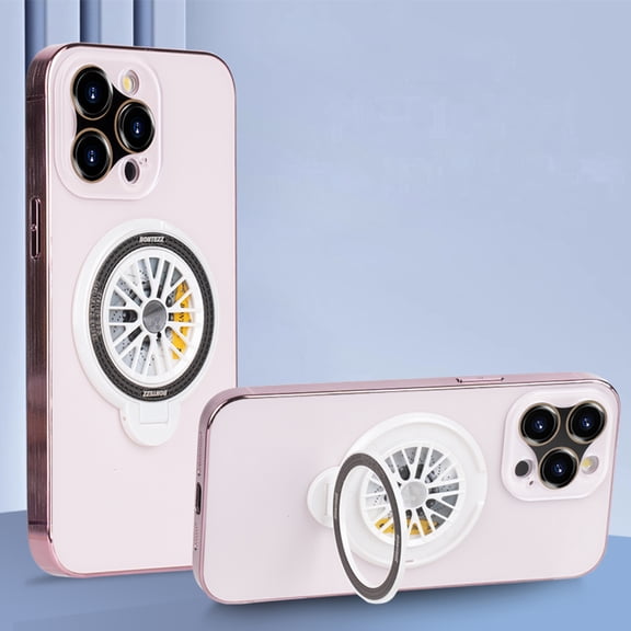 Gyroscope Ring Magnetic Bracket Rotating Case for iPhone 13, Electroplated Matte Shockproof Glass Lens Protector Anti-fingerprint 2 In 1 Phone Cover for iPhone 13, Pink