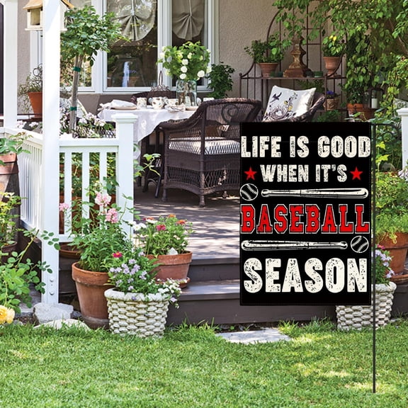 Gyryp Baseball Season Garden Flag 12 x 18 Inch Vertical Double Sided, Bat Ball Sport Yard Outdoor Flag