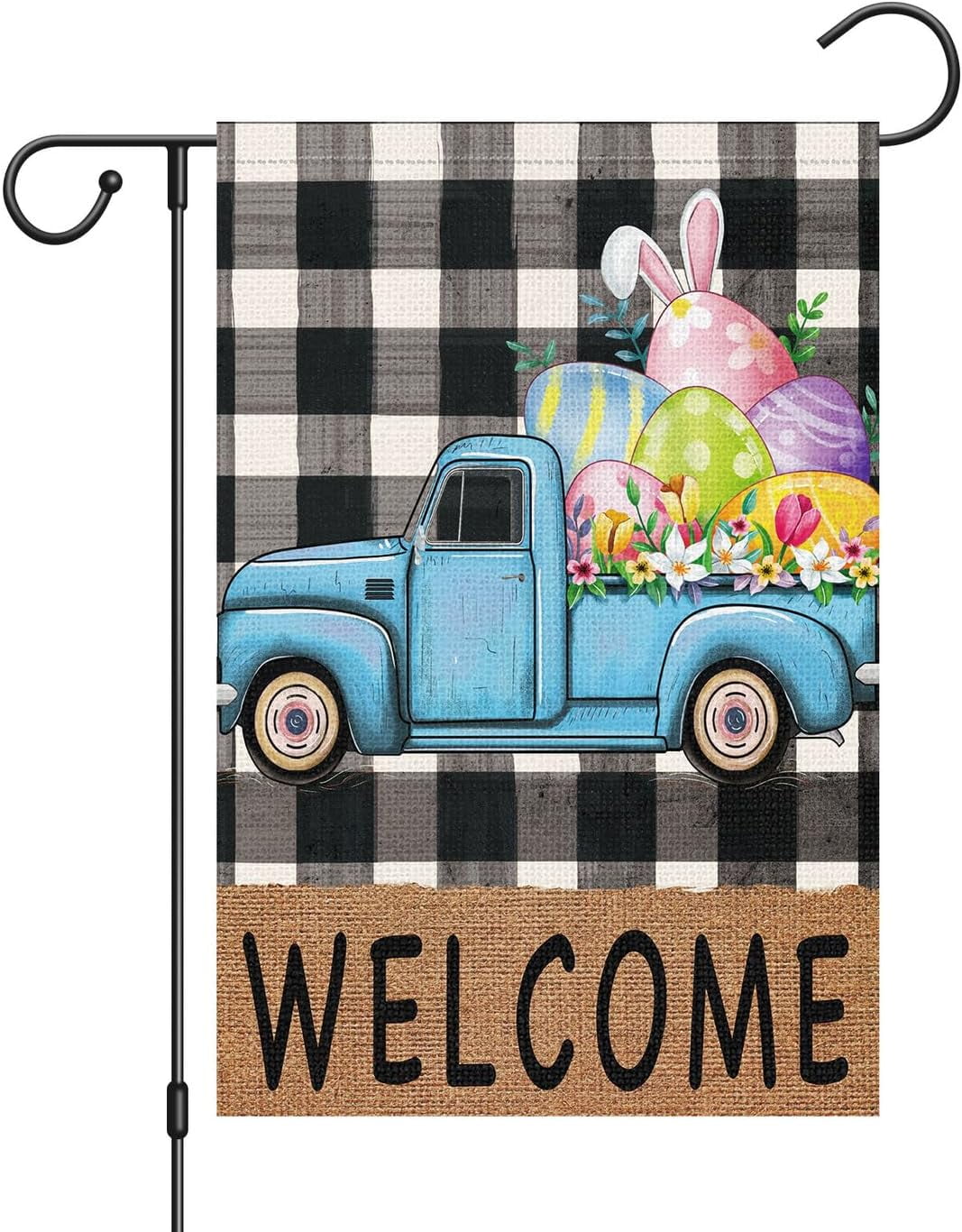 Gyryp Easter Garden Flag 12x18 Burlap, Small Vertical Happy Easter ...