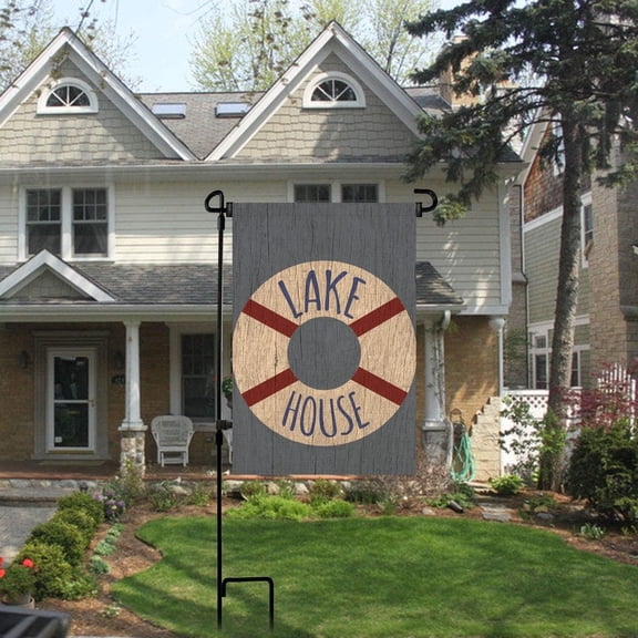 Gyryp Lake House Garden Flag 12.5x18 Inch Vintage Summer Coastal Nautical Life Buoy Ocean Rustic Farmhouse Holiday Decorations Small Yard Flags Vertical Double Sided Outside