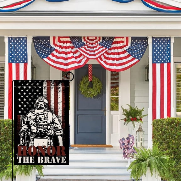 Gyryp Memorial Day Veterans Garden Flag 12x18 Vertical Double Sided 4th of July Patriotic Soldiers Honor Independence Day Outside Farmhouse Decorations Burlap Yard Flag