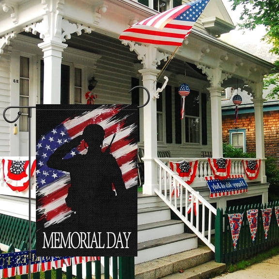 Gyryp Patriotic Memorial Day Garden Flag 12x18 Vertical, Soldiers Heroes Garden Yard Flags USA Banner Independence Veterans Day Outdoor House Decorations