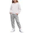 thumbnail image 1 of Gytharion 1Y-13Y Kids 2PC Solid Color Fleece Sweatsuits Winter Warm Loungewear Sweatshirt Sets Crew Neck Pullover Long Sleeve Sweatshirts with Elastic Waist Jogger Sweatpants Tracksuits, 1 of 8