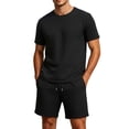 thumbnail image 1 of Gytharion 2 Piece Summer Outfits for Men Soild Color Crew Neck Tees and Pocketed Drawstring Shorts Sets Fashion Casual Outfits, 1 of 5