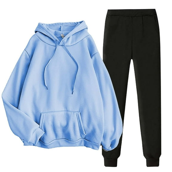 Gytharion 2 Piece Sweatsuit Sets for Women Long Sleeve Drawstring Hooded Sweatshirt and Long Joggers Fall Outfits Sets Plus Size Solid Casual Tracksuit Sets with Pockets