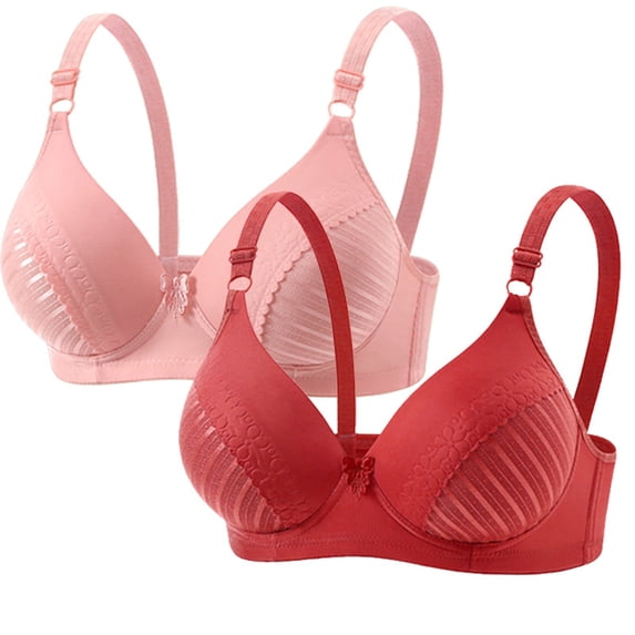 Gytharion 2PC Women's Push Up Bras Solid Color Adjustable Straps Padded Bras Supportive Everyday Underwire Bras