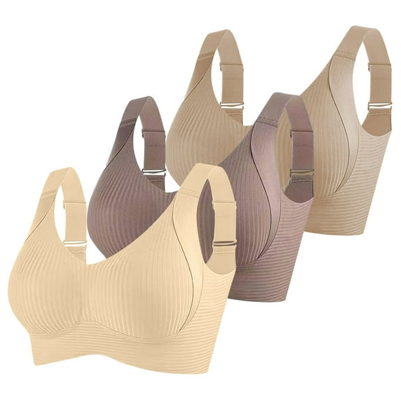 Gytharion 3 Pack Seamless Bralette for Women Plus Size Comfy Breathable Wire-Free Gathering Push Up Sport Bra Womens Soft Support Full Coverage Everyday Bra, M-5XL