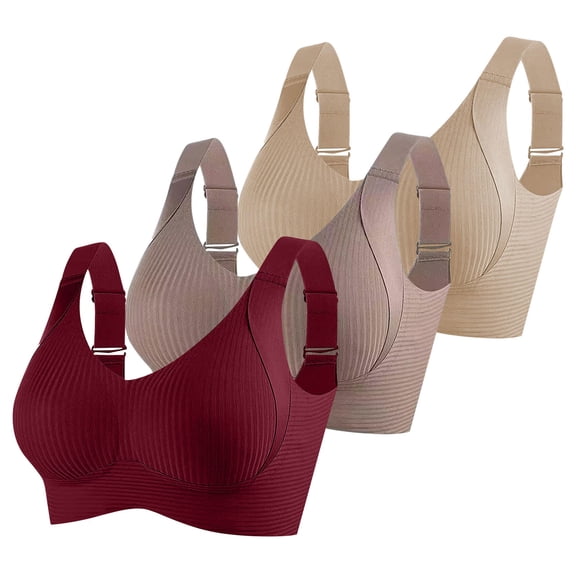 Gytharion 3 Pack Seamless Bralette for Women Plus Size Comfy Breathable Wire-Free Gathering Push Up Sport Bra Womens Soft Support Full Coverage Everyday Bra, M-5XL
