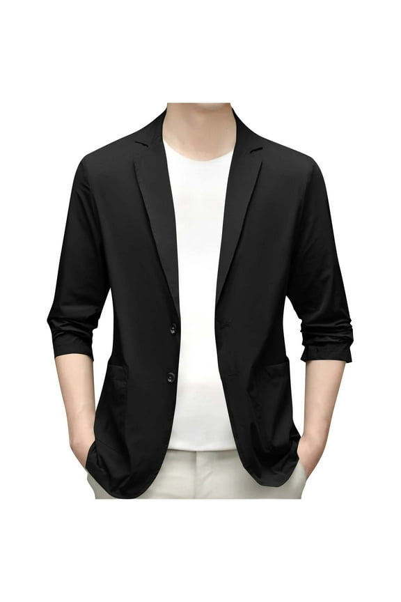 Blazer Jackets for Men Plus Size Fashion Slim Fit Two Button Lapel Tailored Suit Coat Lightweight Casual Business Blazers with Pockets